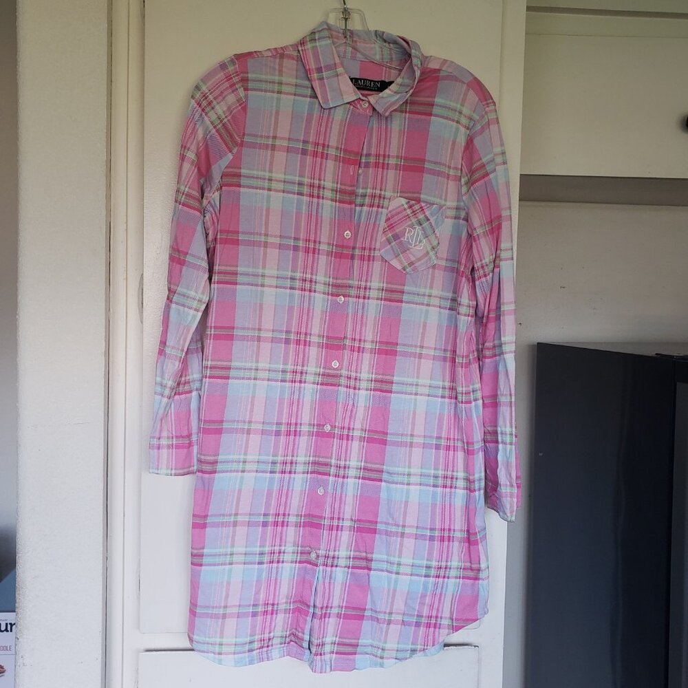 Lauren Ralph Lauren Pink Flannel Long Sleeve Shirts Size M